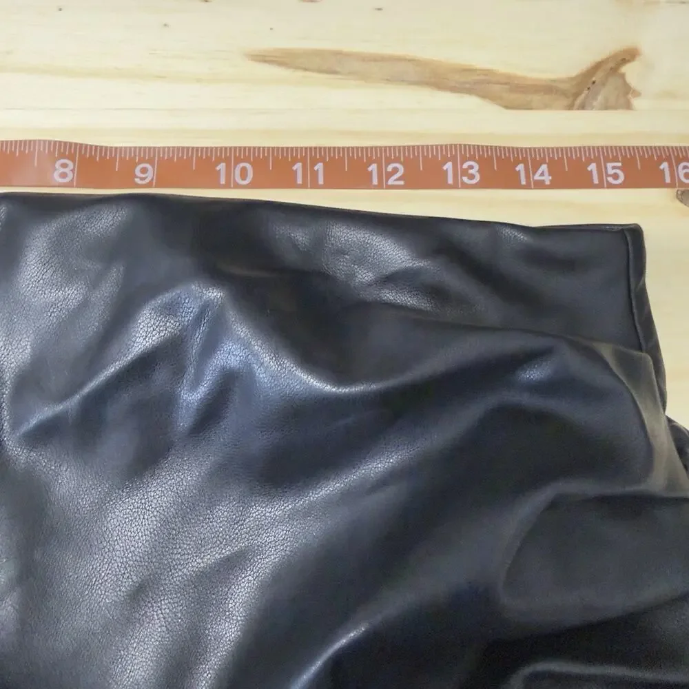 Commense Faux Leather Ruched Slit Midi Skirt Minimalist & Night Out, New - Picture 11 of 11